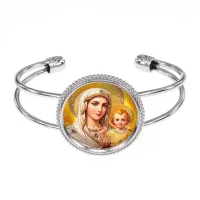 Браслет металлический, цвет серебро, Богородица с Иисусом C1120034