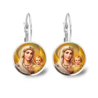 Серьги металлические, Богородица с Иисусом C1120038