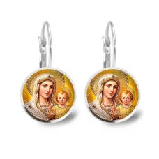 Серьги металлические, Богородица с Иисусом C1120038