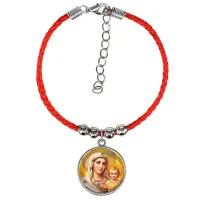 Браслет из красного шнура, Богородица с Иисусом C1120047