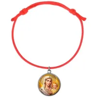 Браслет из красного шнура, Богородица с Иисусом C1120052
