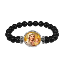 Браслет из чёрного агата, Богородица с Иисусом C1120056