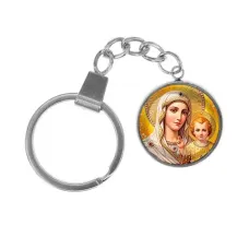 Брелок, нержавеющая сталь, с кольцом для ключей, Богородица с Иисусом C1120061