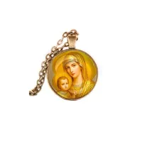 Кулон, цвет бронза, с цепочкой, Богородица с Иисусом C1121028