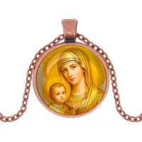 Кулон, цвет медь, с цепочкой, Богородица с Иисусом C1121030