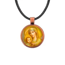 Кулон, цвет медь, со шнурком, Богородица с Иисусом C1121031