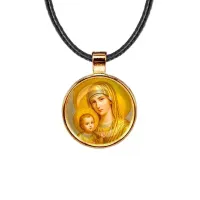 Кулон, цвет золото, со шнурком, Богородица с Иисусом C1121033