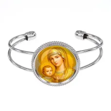 Браслет металлический, цвет серебро, Богородица с Иисусом C1121034