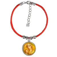 Браслет из красного шнура, Богородица с Иисусом C1121047