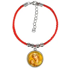 Браслет из красного шнура, Богородица с Иисусом C1121047
