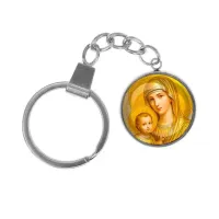 Брелок, нержавеющая сталь, с кольцом для ключей, Богородица с Иисусом C1121061