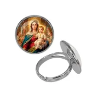 Кольцо металлическое, цвет серебро, Богородица с Иисусом C1122015