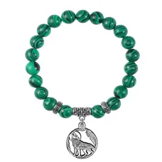 Браслет Волк (защита, сила, победа), Малахит BSP-10-07