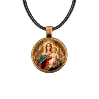 Кулон, цвет бронза, со шнурком, Богородица с Иисусом C1122029