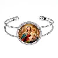 Браслет металлический, цвет серебро, Богородица с Иисусом C1122034