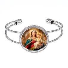 Браслет металлический, цвет серебро, Богородица с Иисусом C1122034