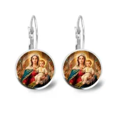 Серьги металлические, Богородица с Иисусом C1122038