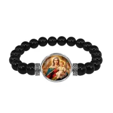 Браслет из чёрного агата, Богородица с Иисусом C1122056