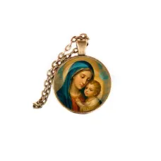 Кулон, цвет бронза, с цепочкой, Богородица с Иисусом C1123028