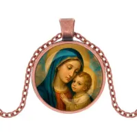 Кулон, цвет медь, с цепочкой, Богородица с Иисусом C1123030