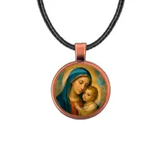 Кулон, цвет медь, со шнурком, Богородица с Иисусом C1123031