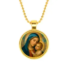 Кулон, цвет золото, с цепочкой, Богородица с Иисусом C1123032