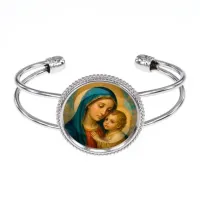 Браслет металлический, цвет серебро, Богородица с Иисусом C1123034