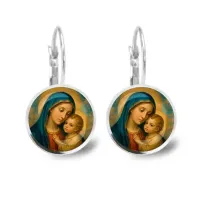 Серьги металлические, Богородица с Иисусом C1123038