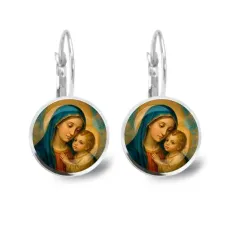 Серьги металлические, Богородица с Иисусом C1123038