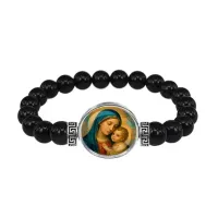 Браслет из чёрного агата, Богородица с Иисусом C1123056