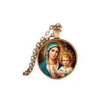 Кулон, цвет бронза, с цепочкой, Богородица с Иисусом C1124028