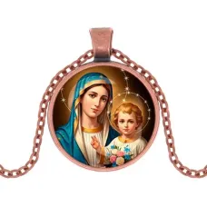 Кулон, цвет медь, с цепочкой, Богородица с Иисусом C1124030
