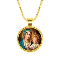 Кулон, цвет золото, с цепочкой, Богородица с Иисусом C1124032
