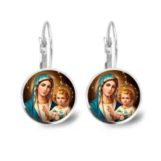 Серьги металлические, Богородица с Иисусом C1124038