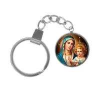 Брелок, нержавеющая сталь, с кольцом для ключей, Богородица с Иисусом C1124061