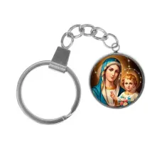 Брелок, нержавеющая сталь, с кольцом для ключей, Богородица с Иисусом C1124061