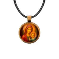Кулон, цвет бронза, со шнурком, Матерь божья с Иисусом C1125029
