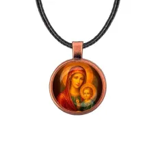 Кулон, цвет медь, со шнурком, Матерь божья с Иисусом C1125031