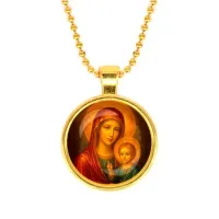 Кулон, цвет золото, с цепочкой, Матерь божья с Иисусом C1125032