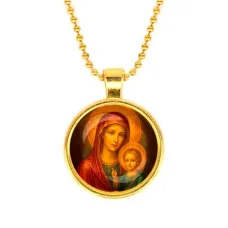 Кулон, цвет золото, с цепочкой, Матерь божья с Иисусом C1125032