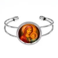 Браслет металлический, цвет серебро, Матерь божья с Иисусом C1125034