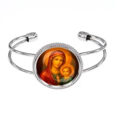 Браслет металлический, цвет серебро, Матерь божья с Иисусом C1125034