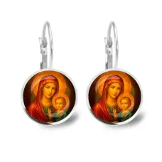 Серьги металлические, Матерь божья с Иисусом C1125038