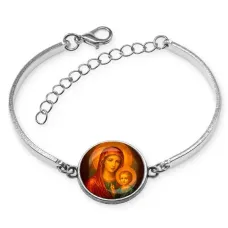 Браслет металлический, цвет серебро, Матерь божья с Иисусом C1125046