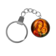 Брелок, нержавеющая сталь, с кольцом для ключей, Матерь божья с Иисусом C1125061
