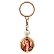 Круглый брелок, цвет бронза, с цепочкой, Матерь божья семистрельная C1126018