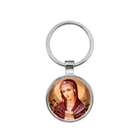 Круглый брелок, цвет серебро, Матерь божья семистрельная C1126021