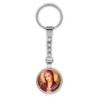 Круглый брелок, цвет серебро, с цепочкой, Матерь божья семистрельная C1126022