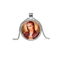 Кулон, цвет серебро, с цепочкой, Матерь божья семистрельная C1126026