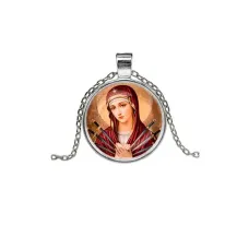 Кулон, цвет серебро, с цепочкой, Матерь божья семистрельная C1126026